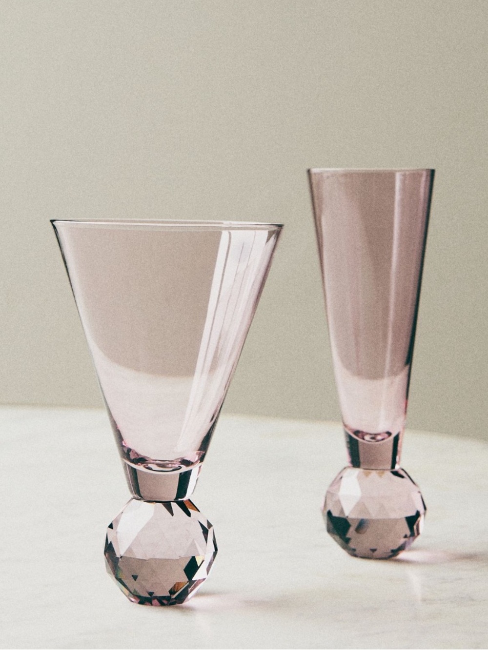 Anthropologie Gemma lavande (lilac) Faceted martini Glasses